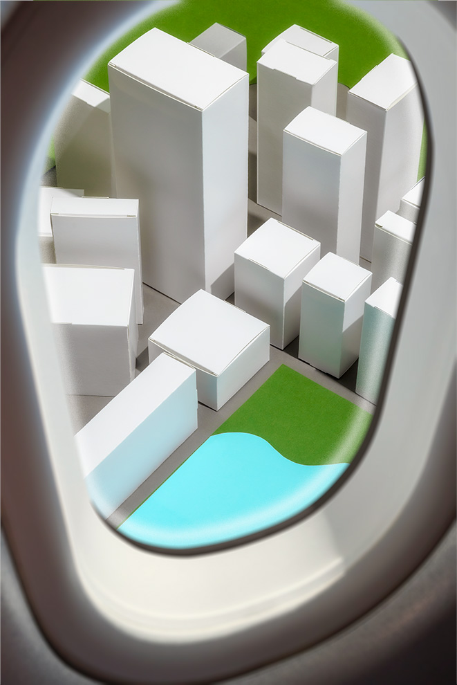 città delle scatole vista dall'aereo